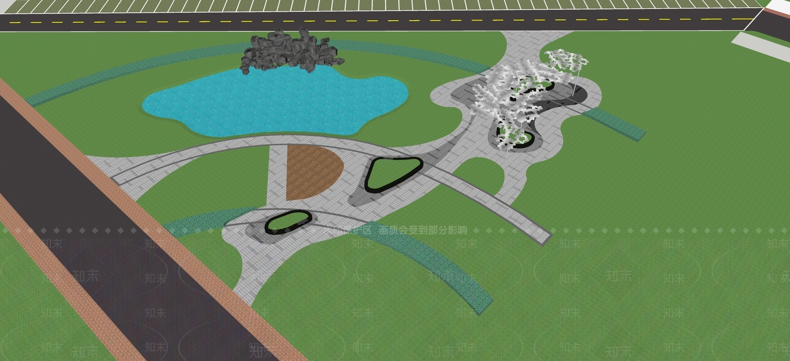 现代景观公园SU模型下载【ID:1150597812】