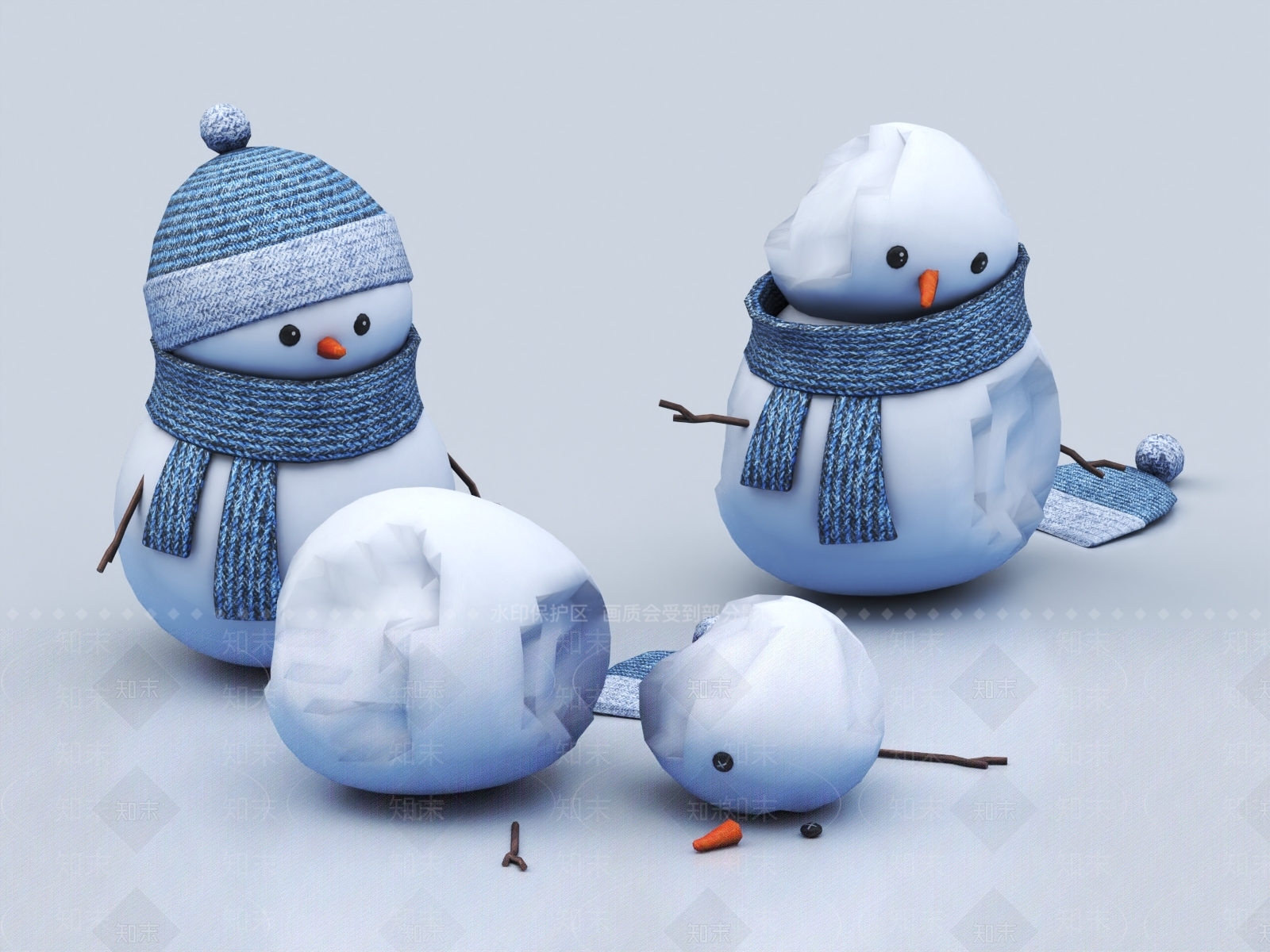 现代圣诞雪人3D模型下载【ID:1150600986】