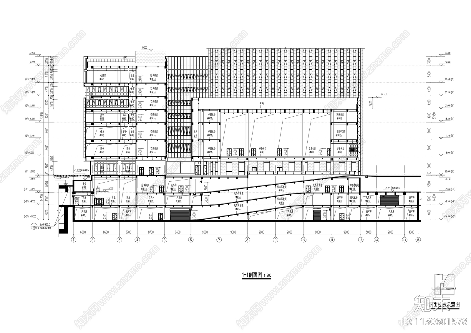 天津245米超高层玻璃幕墙金融大厦cad施工图下载【ID:1150601578】