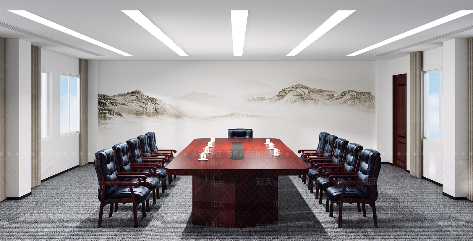 新中式党建会议室3D模型下载【ID:1150601239】