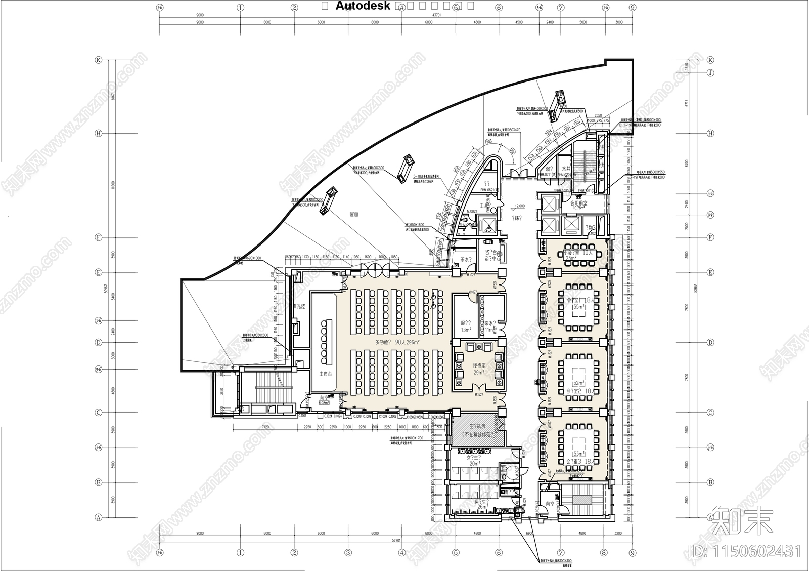 会议厅平面布置图施工图下载【ID:1150602431】