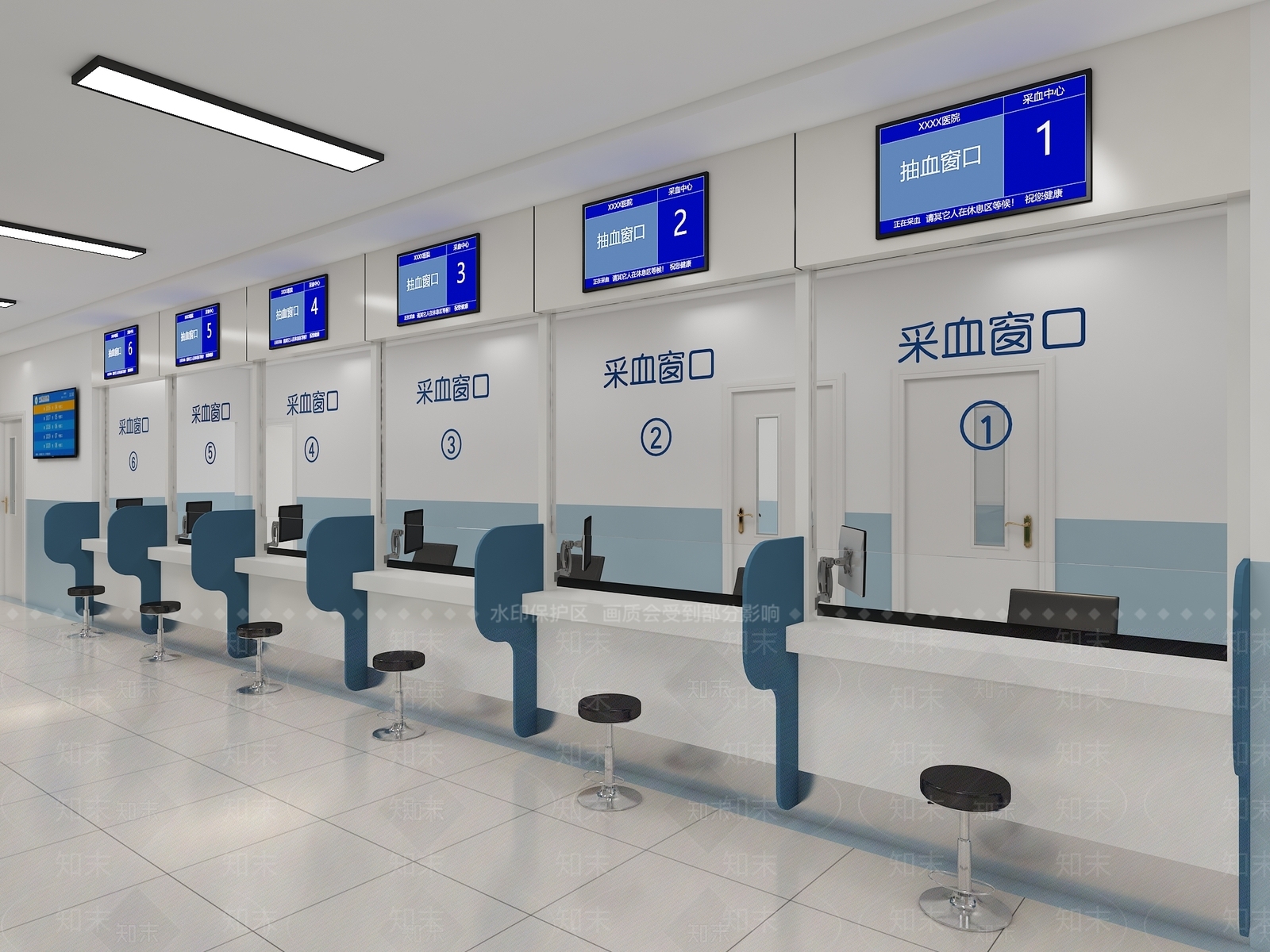 现代医院采血窗口3D模型下载【ID:1150602778】