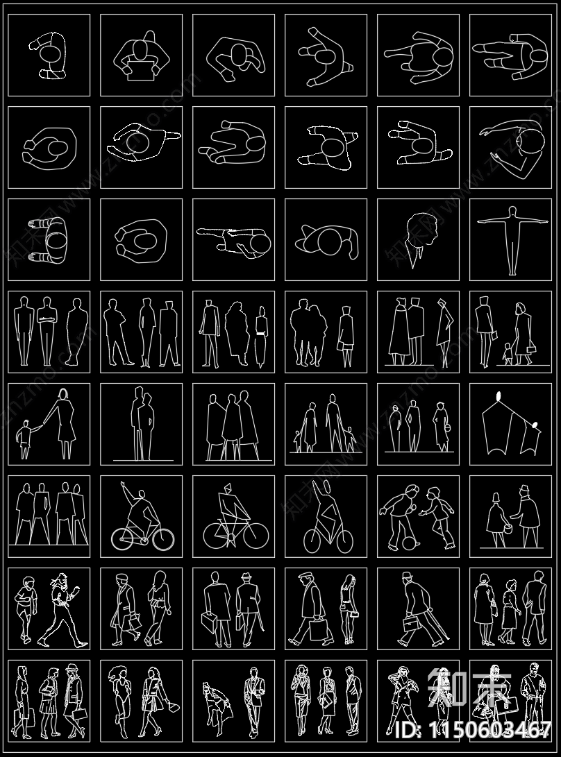 最新人物三视图动态图块cad施工图下载【ID:1150603467】