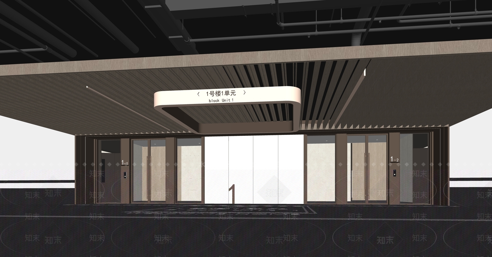 现代地下室单元门SU模型下载【ID:1150606074】