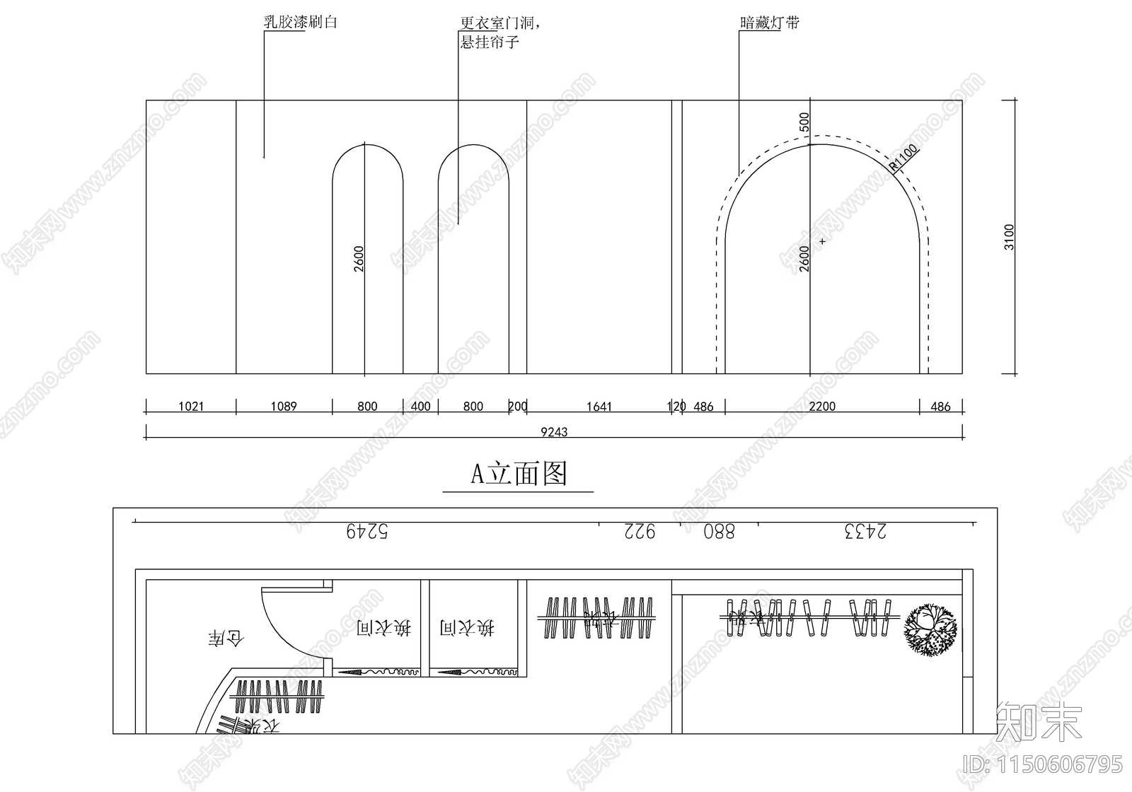 现代服装店cad施工图下载【ID:1150606795】