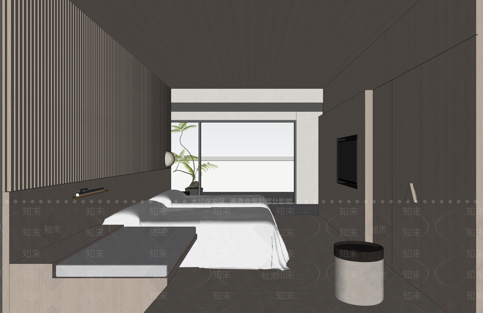 现代酒店民宿客房SU模型下载【ID:1150607747】