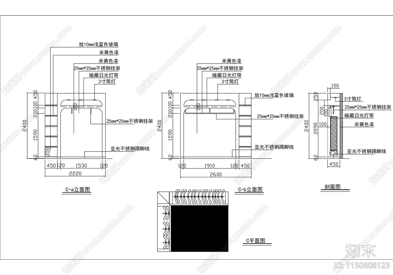 某女士时尚服装精品店设计图cad施工图下载【ID:1150608123】