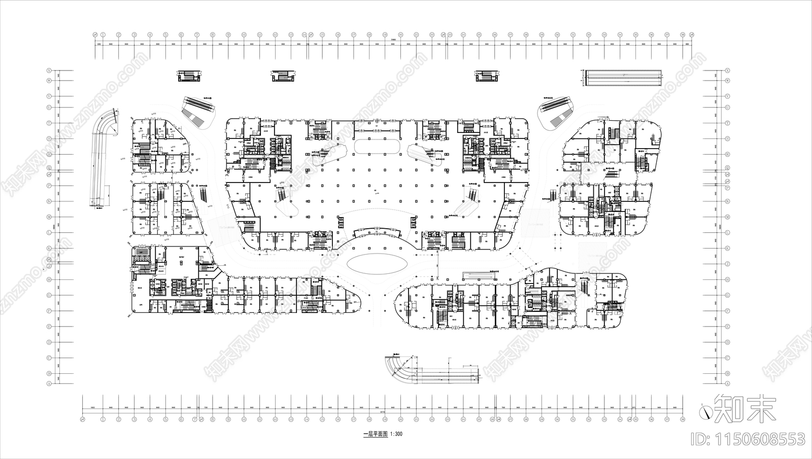 商业MALL平面图cad施工图下载【ID:1150608553】