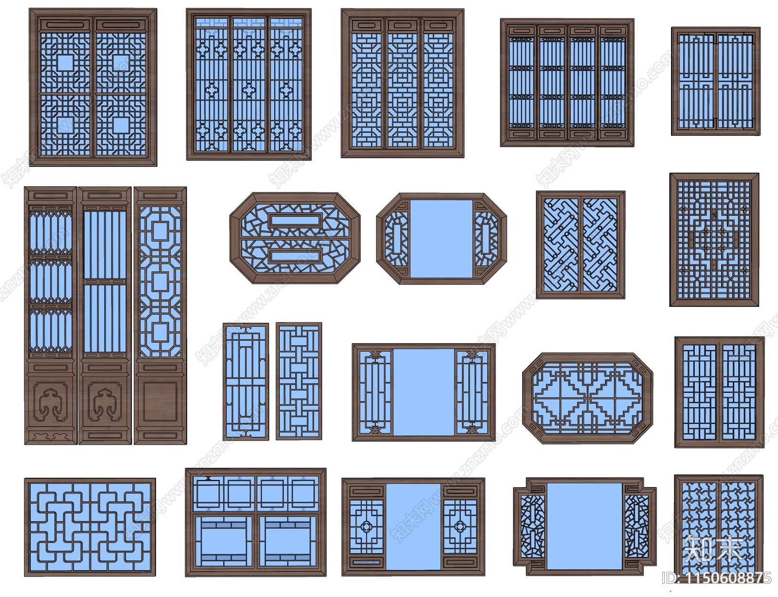 中式镂花窗SU模型下载【ID:1150608875】