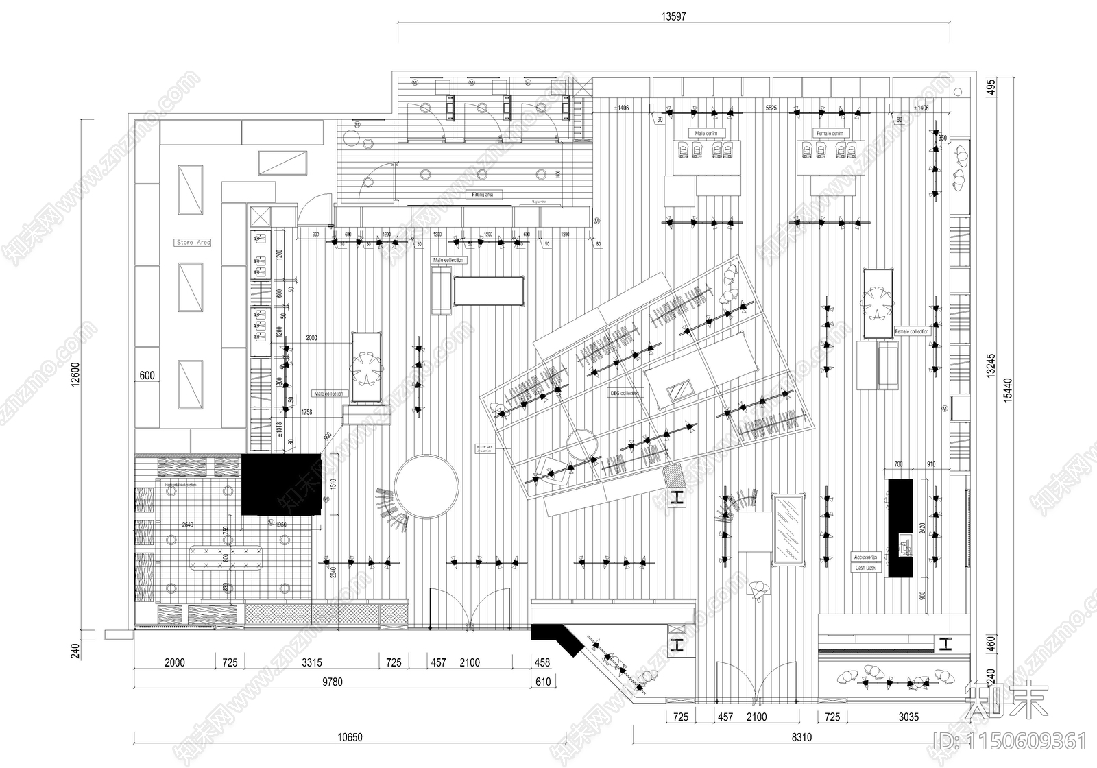 20套服装店设计cad施工图下载【ID:1150609361】