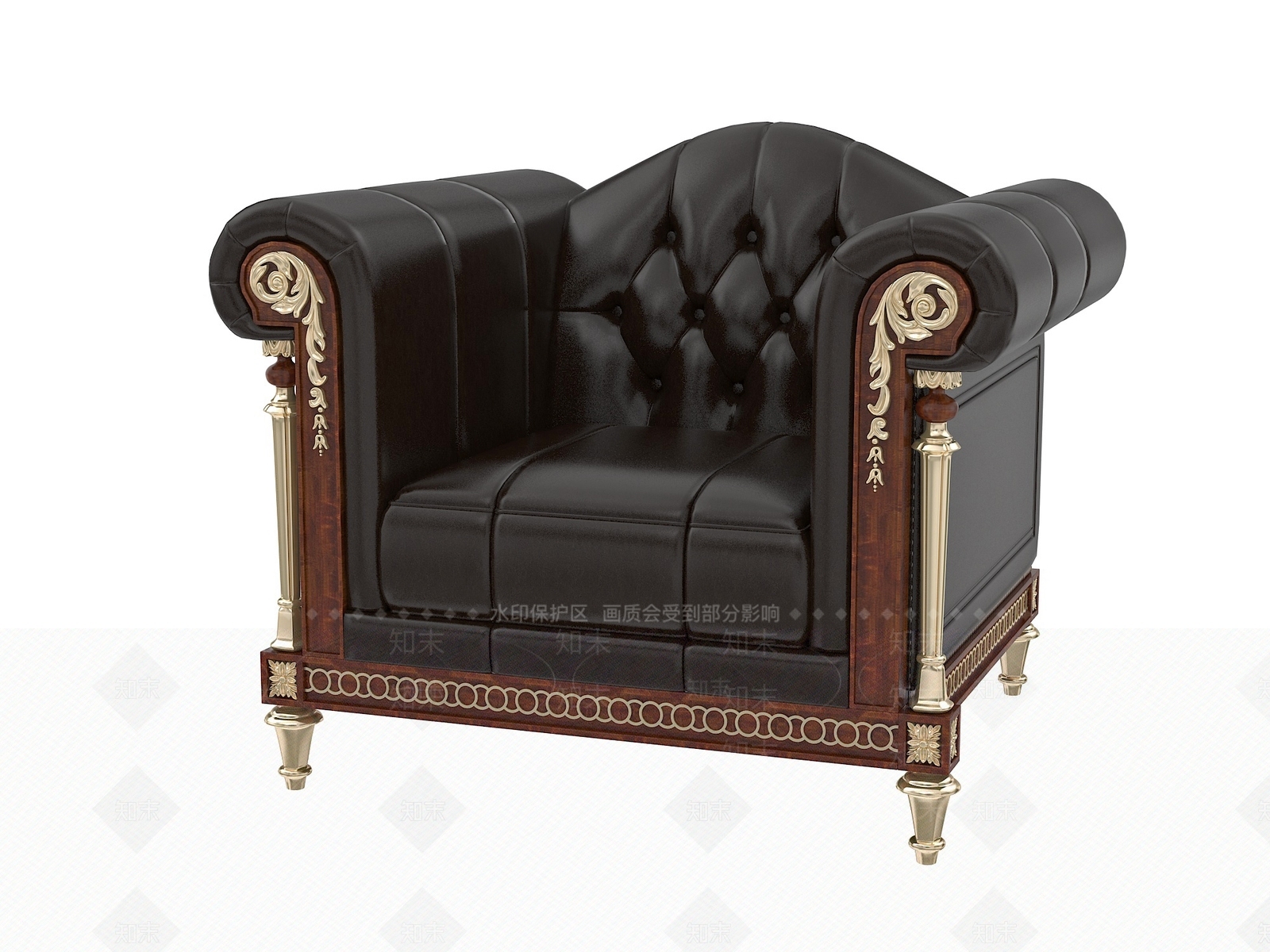 欧式古典单人沙发3D模型下载【ID:1150615639】