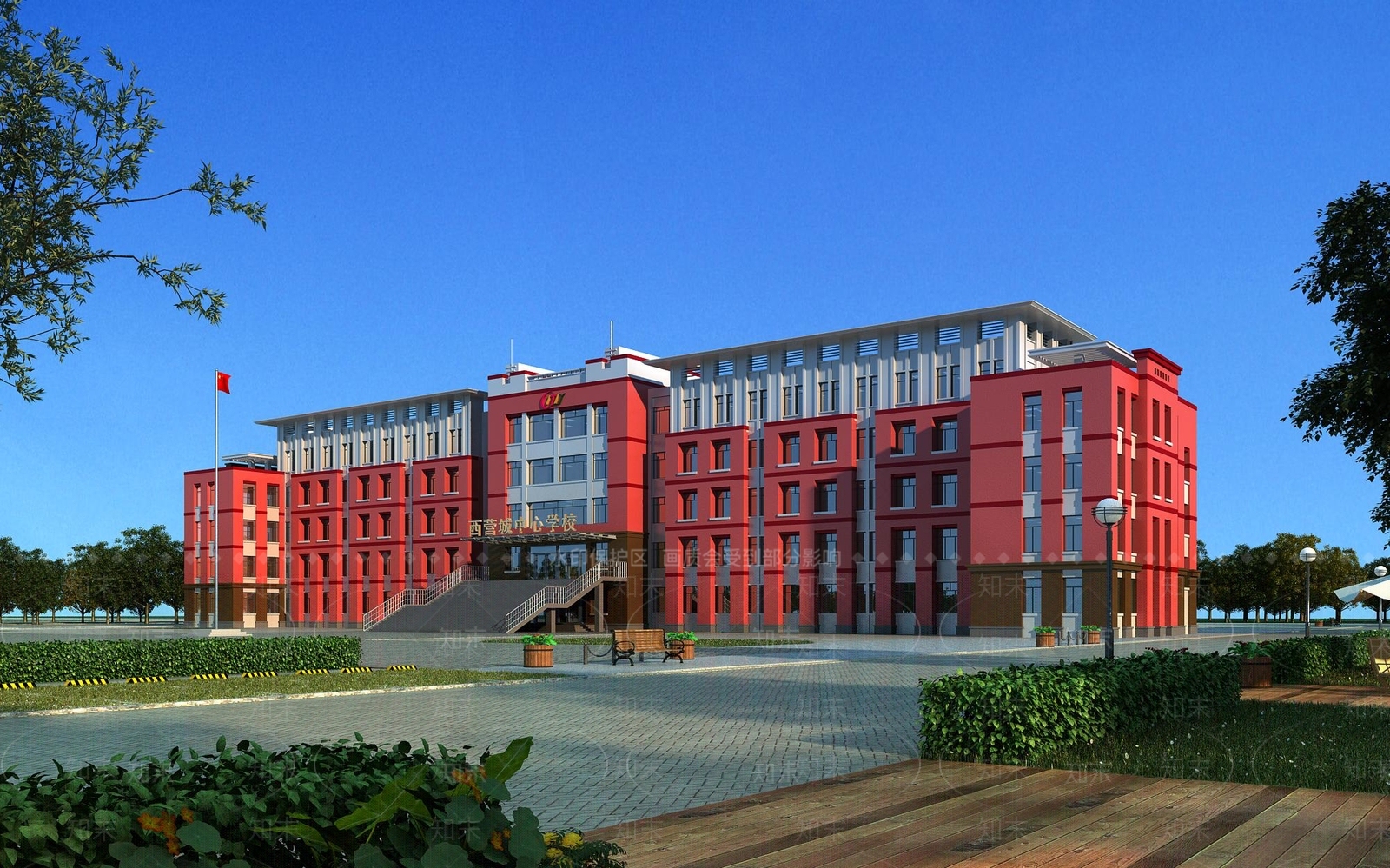 现代学校教学楼3D模型下载【ID:1150619108】