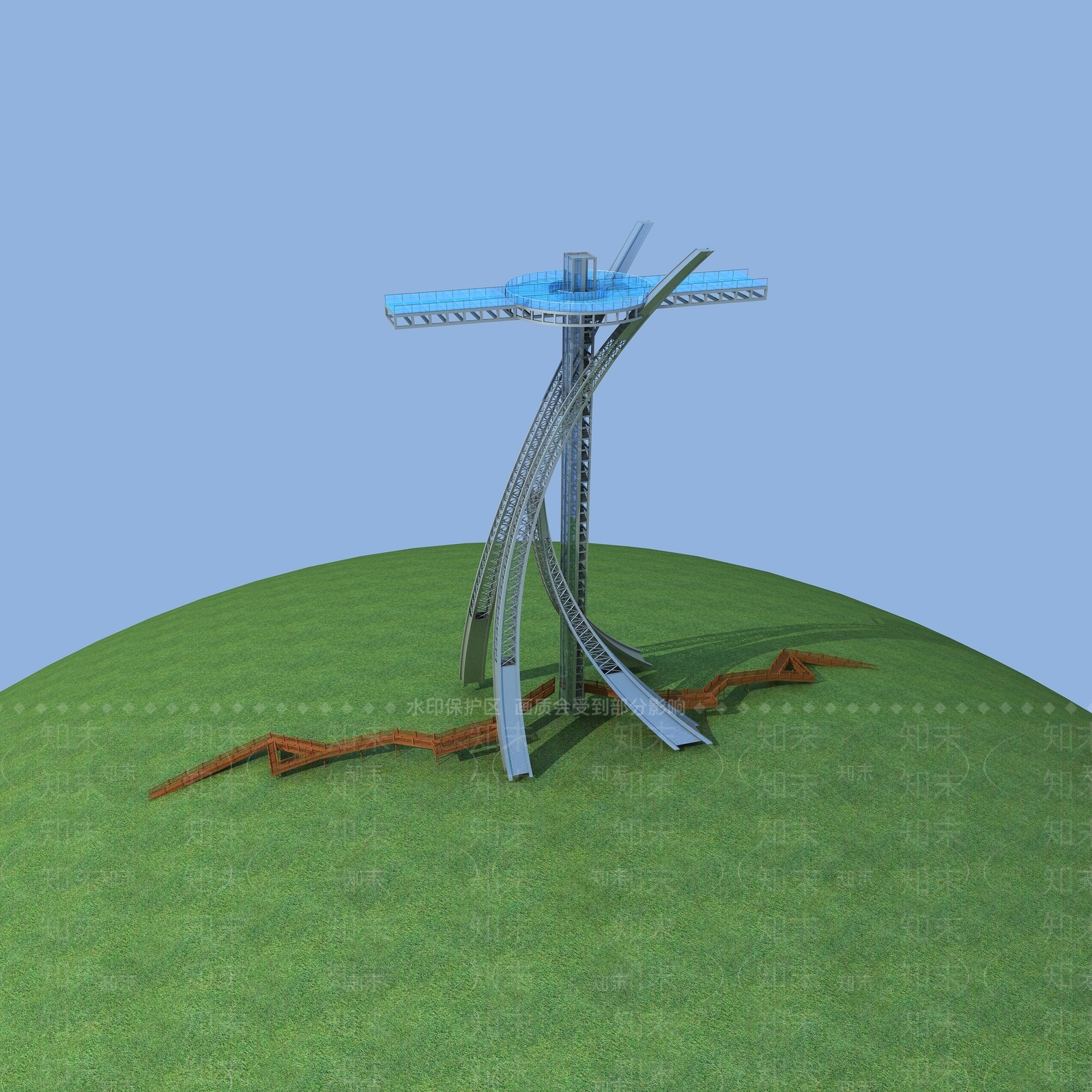 现代风景区观光塔3D模型下载【ID:1150622491】