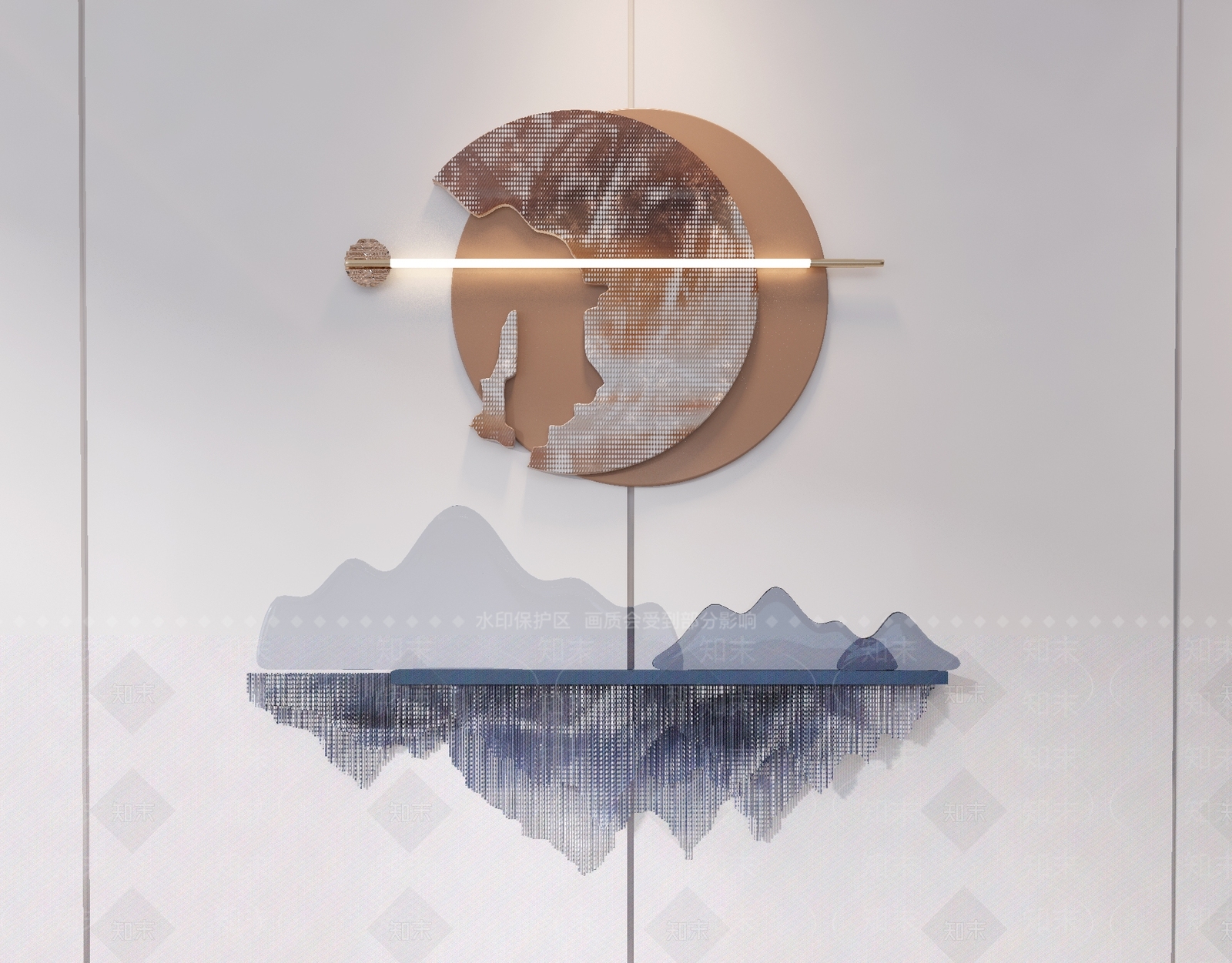 新中式墙面装饰3D模型下载【ID:1150623099】