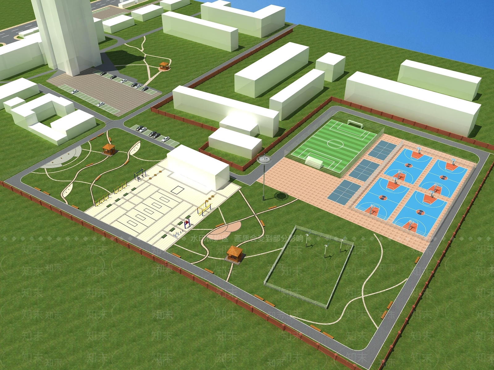 现代体育广场景观规划3D模型下载【ID:1150623332】