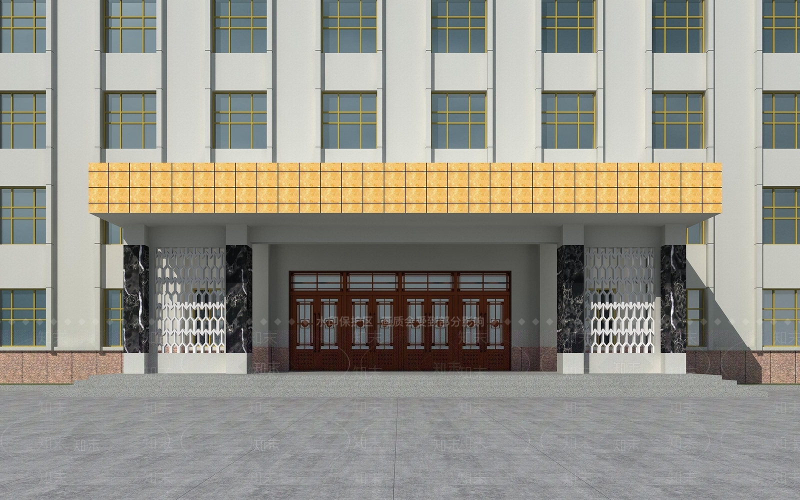 现代办公楼入口大门3D模型下载【ID:1150647016】