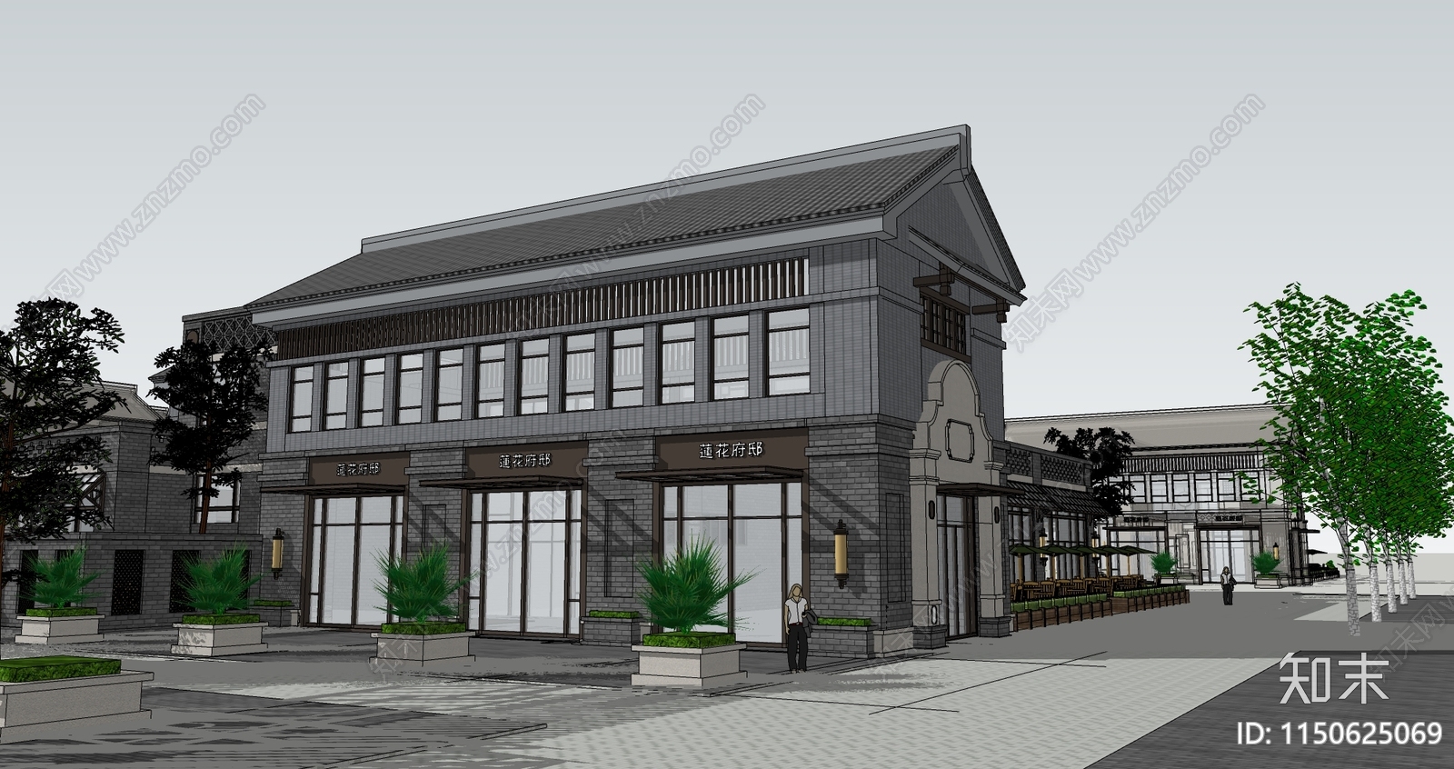 中式商业多层SU模型下载【ID:1150625069】