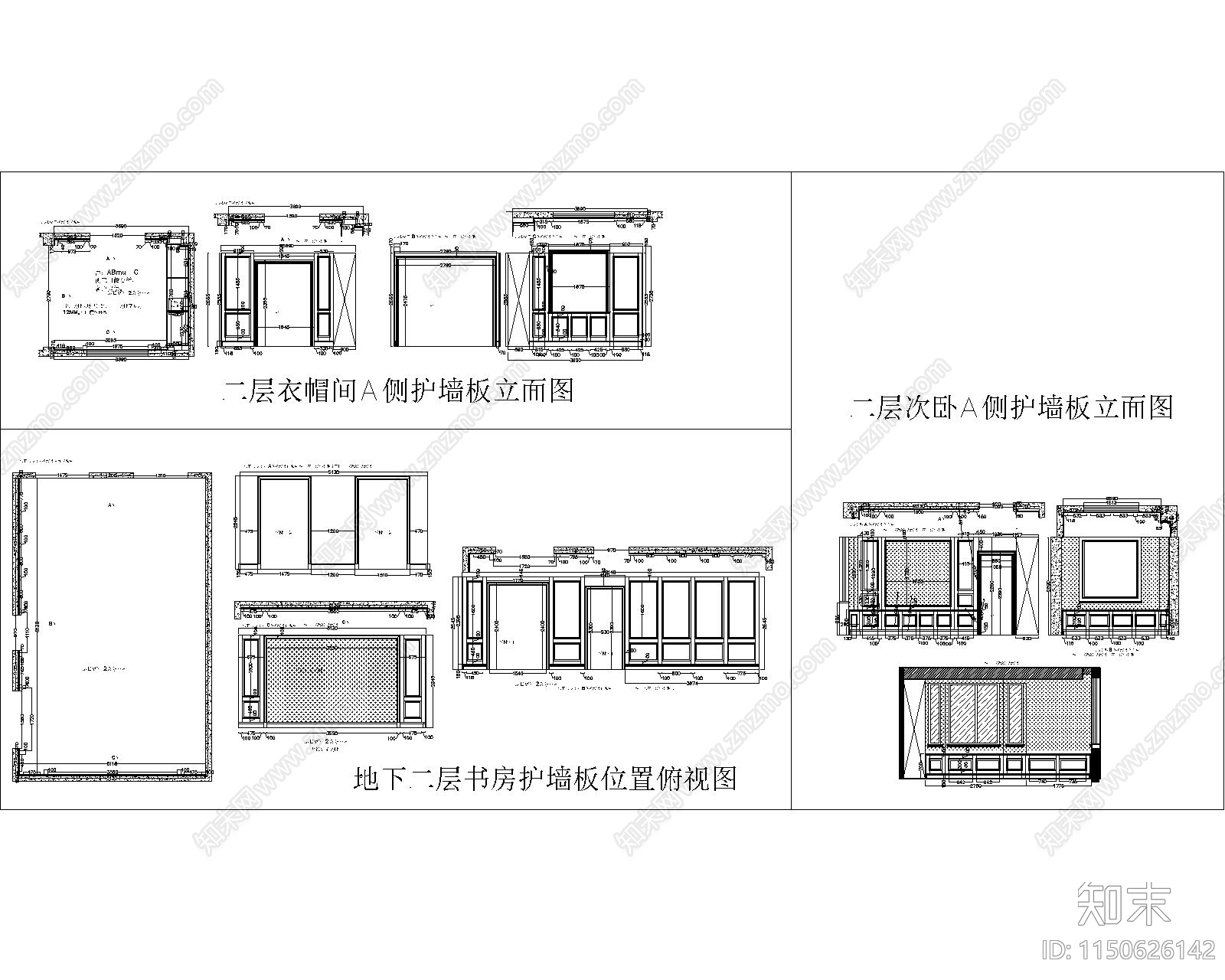 北京九号公馆墙板装修施工图cad施工图下载【ID:1150626142】