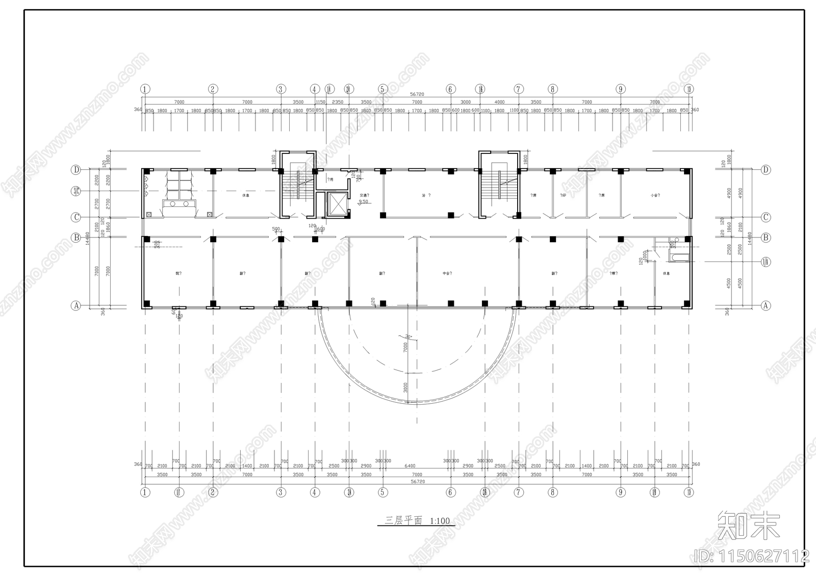 法庭建筑图cad施工图下载【ID:1150627112】