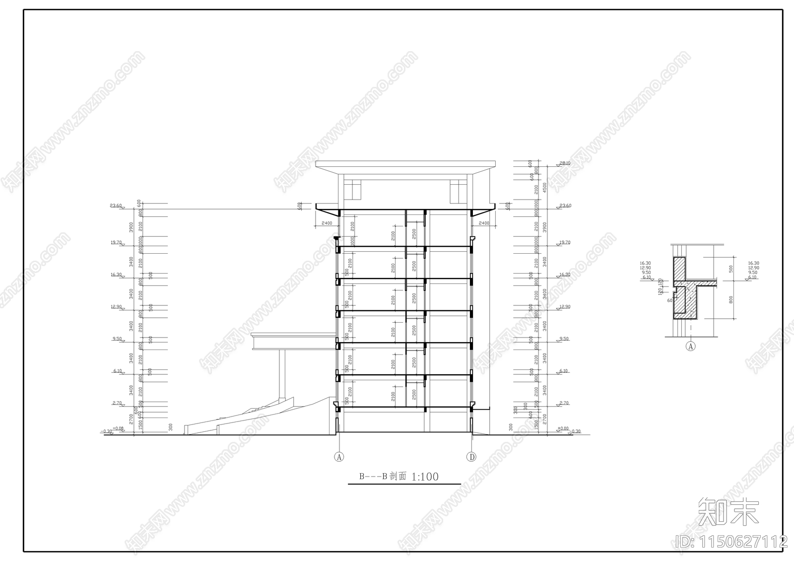 法庭建筑图cad施工图下载【ID:1150627112】