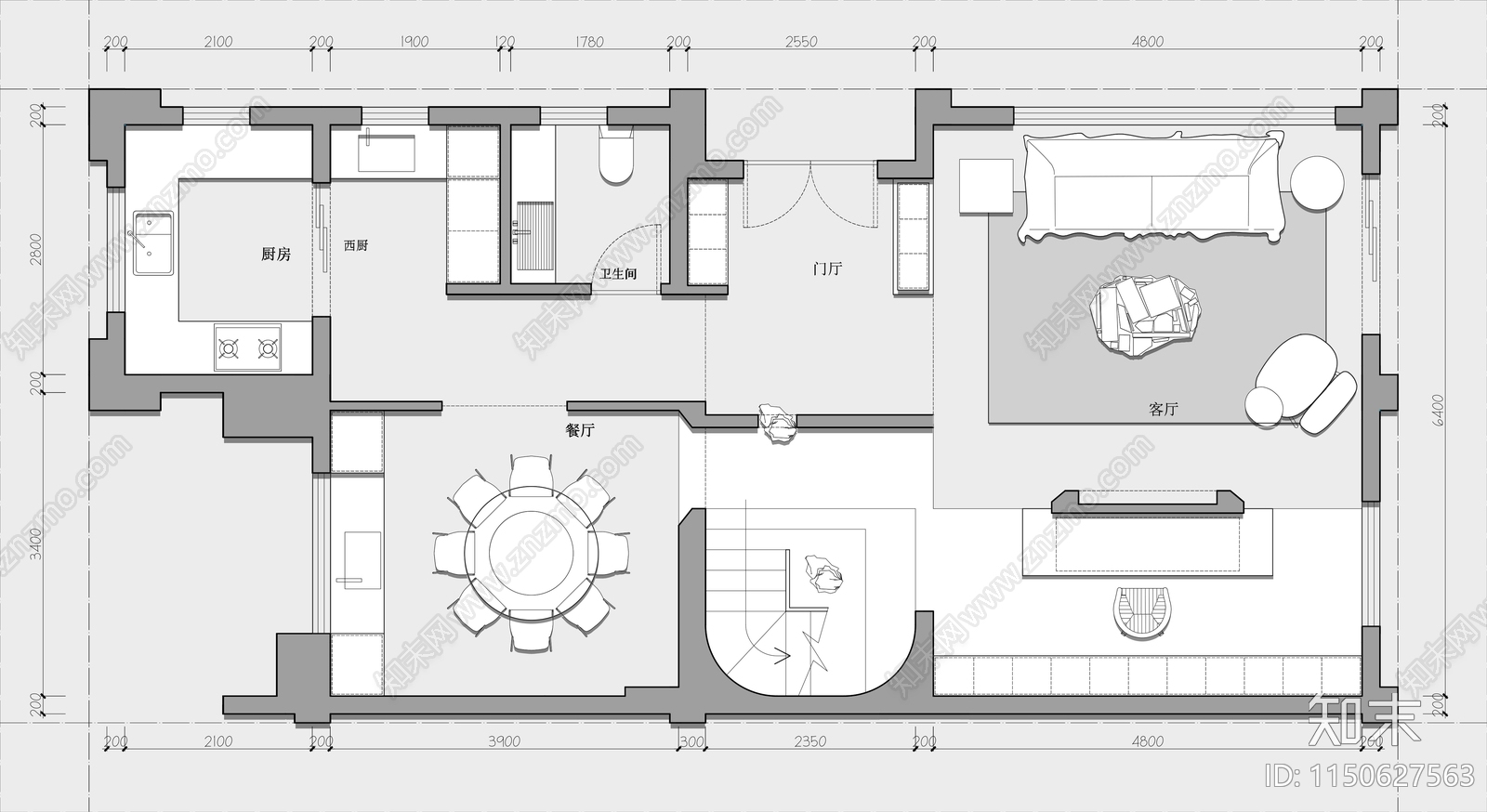 274㎡三层联排别墅施工图下载【ID:1150627563】