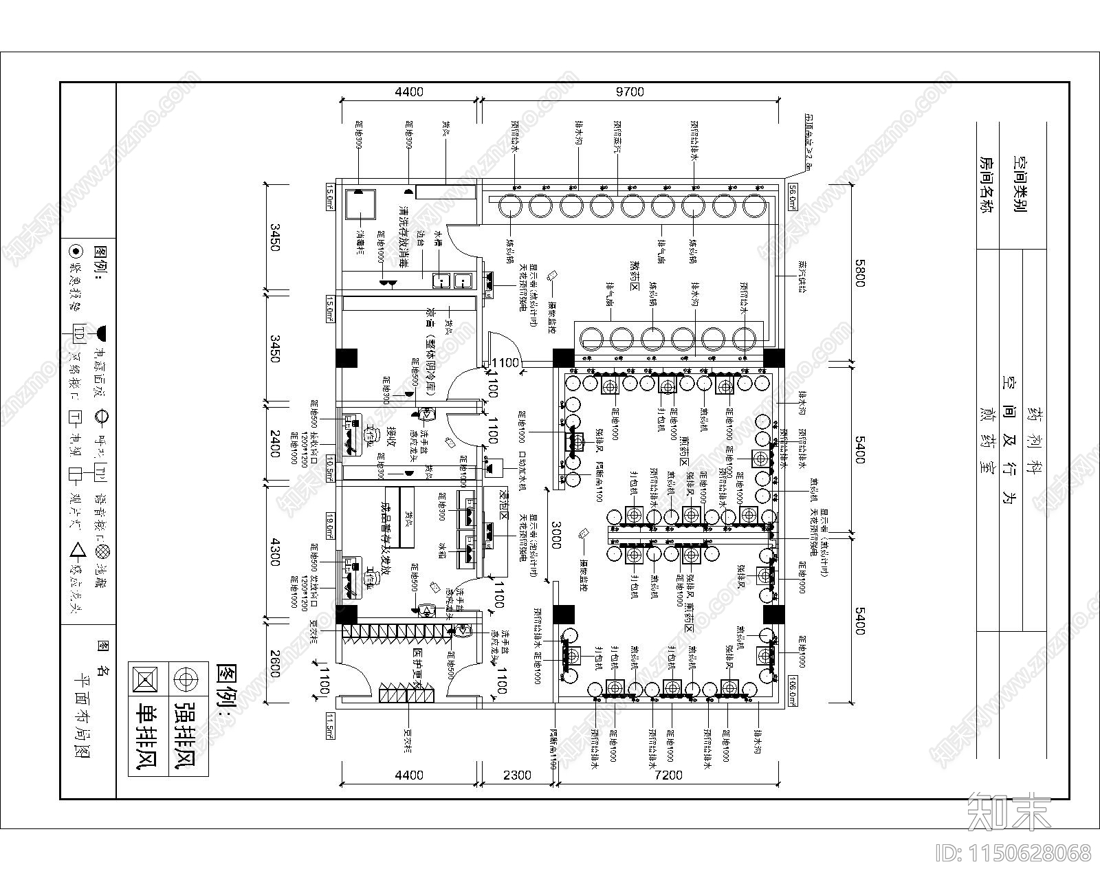 医院药剂科平面布置图cad施工图下载【ID:1150628068】