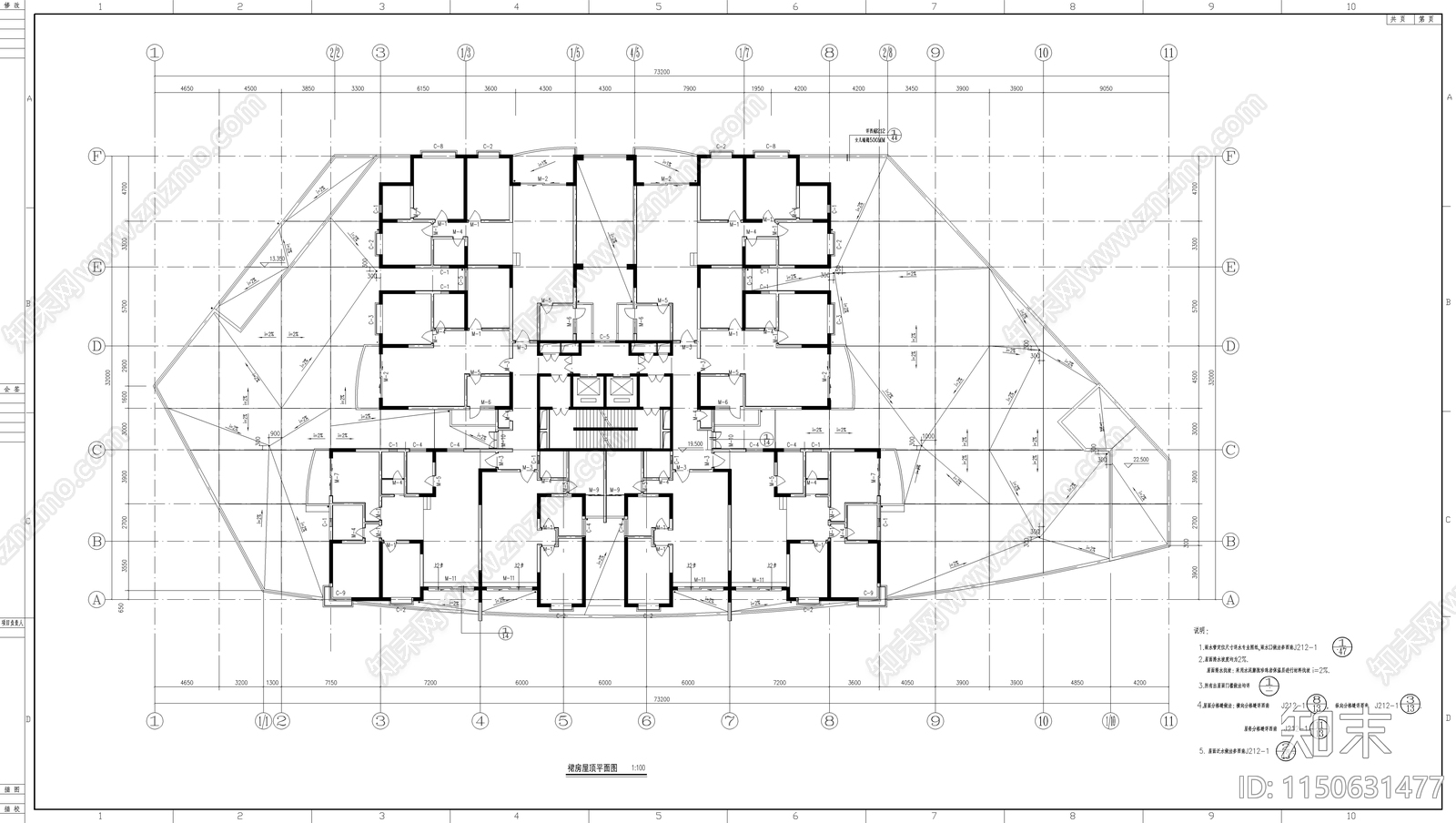 高层商住大厦建筑图cad施工图下载【ID:1150631477】