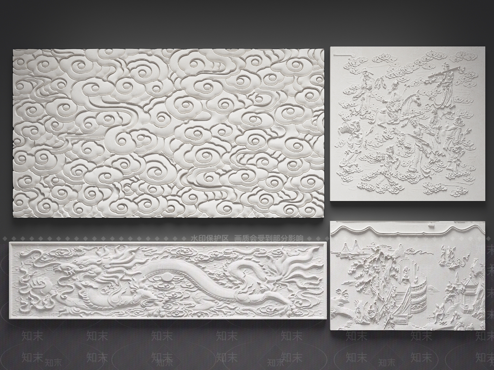 中式浮雕装饰3D模型下载【ID:1150635697】