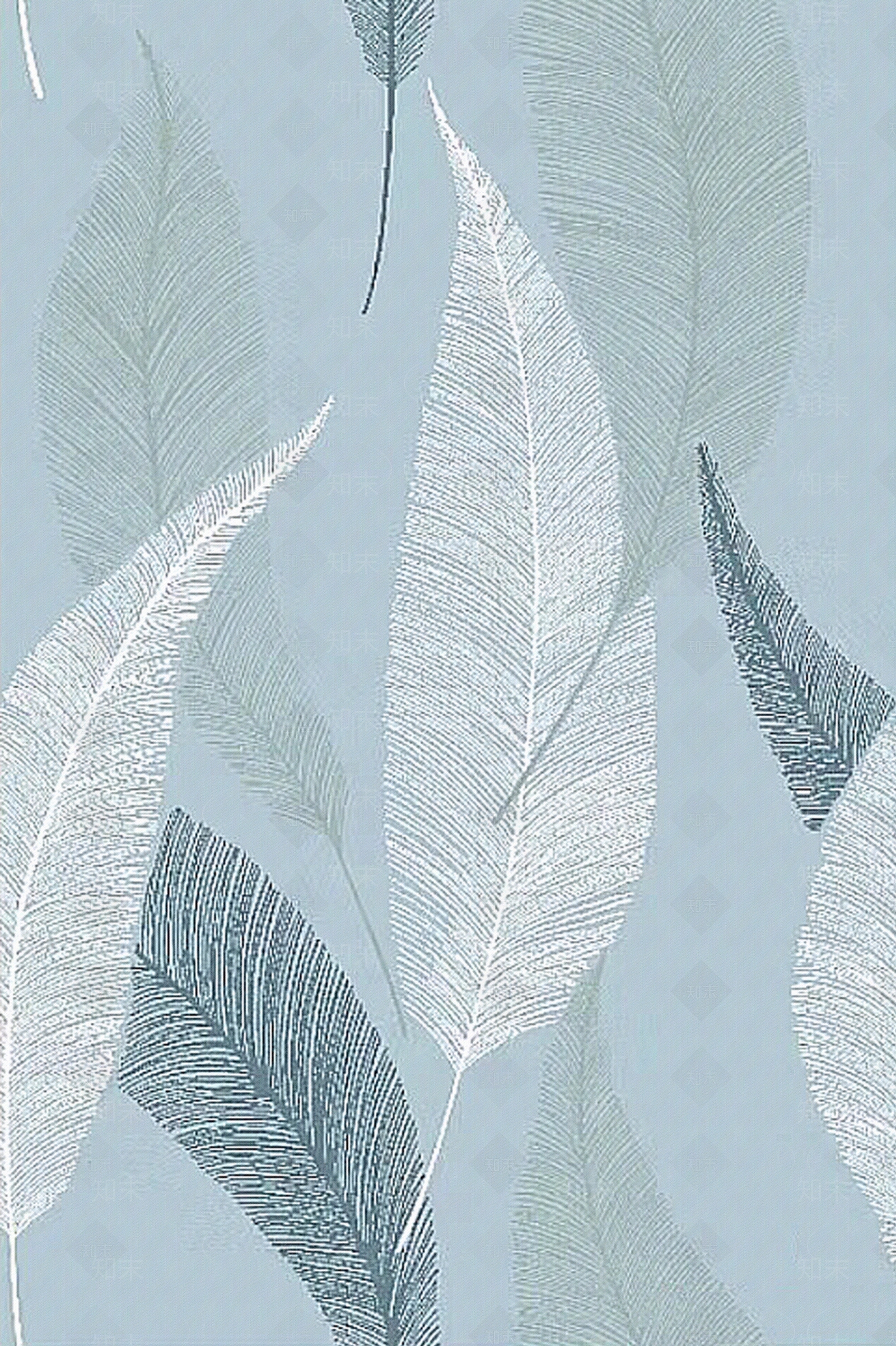 现代蓝色叶子纹理地毯贴图下载【ID:1150639257】