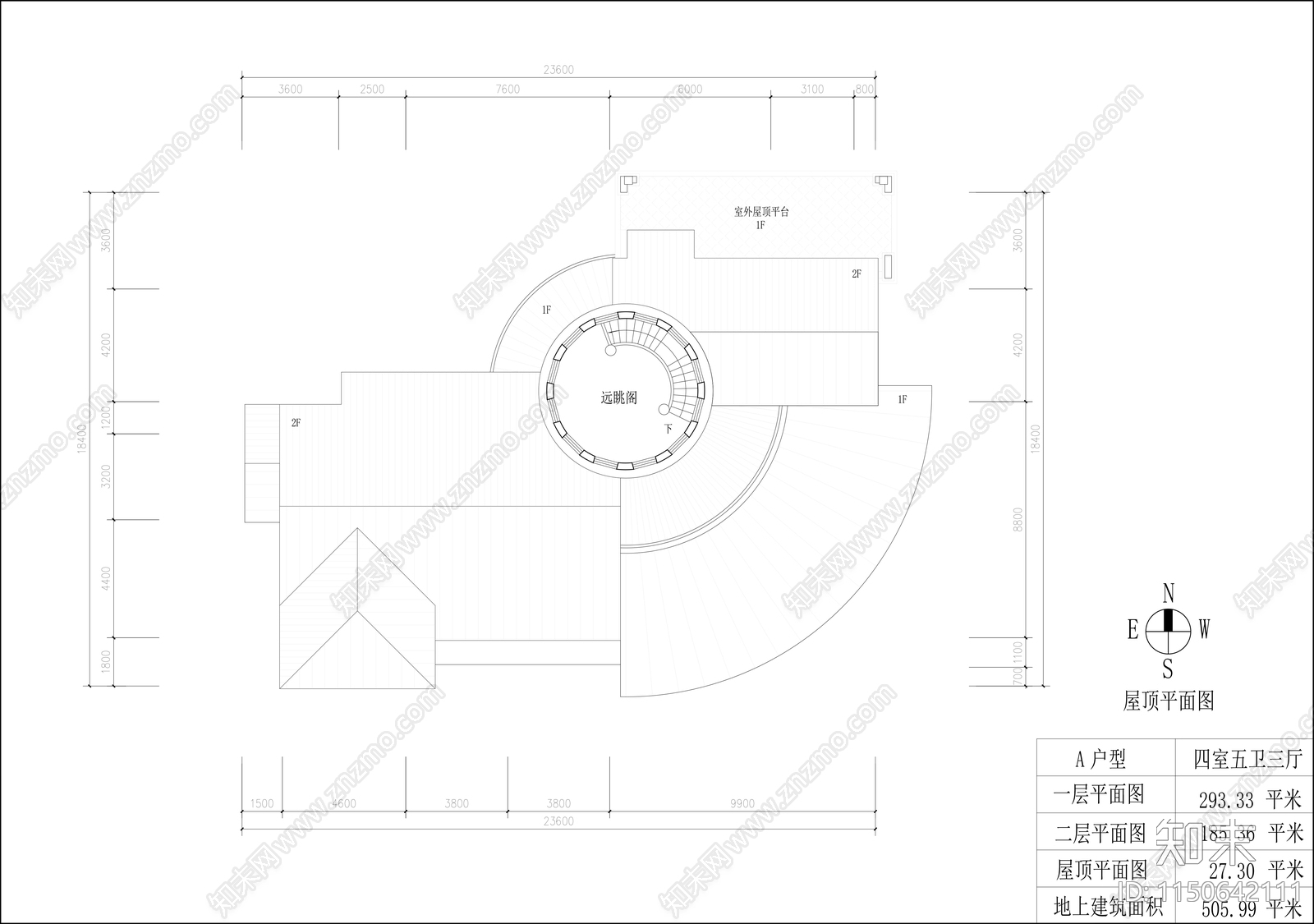 500平面别墅平面布置图施工图下载【ID:1150642111】