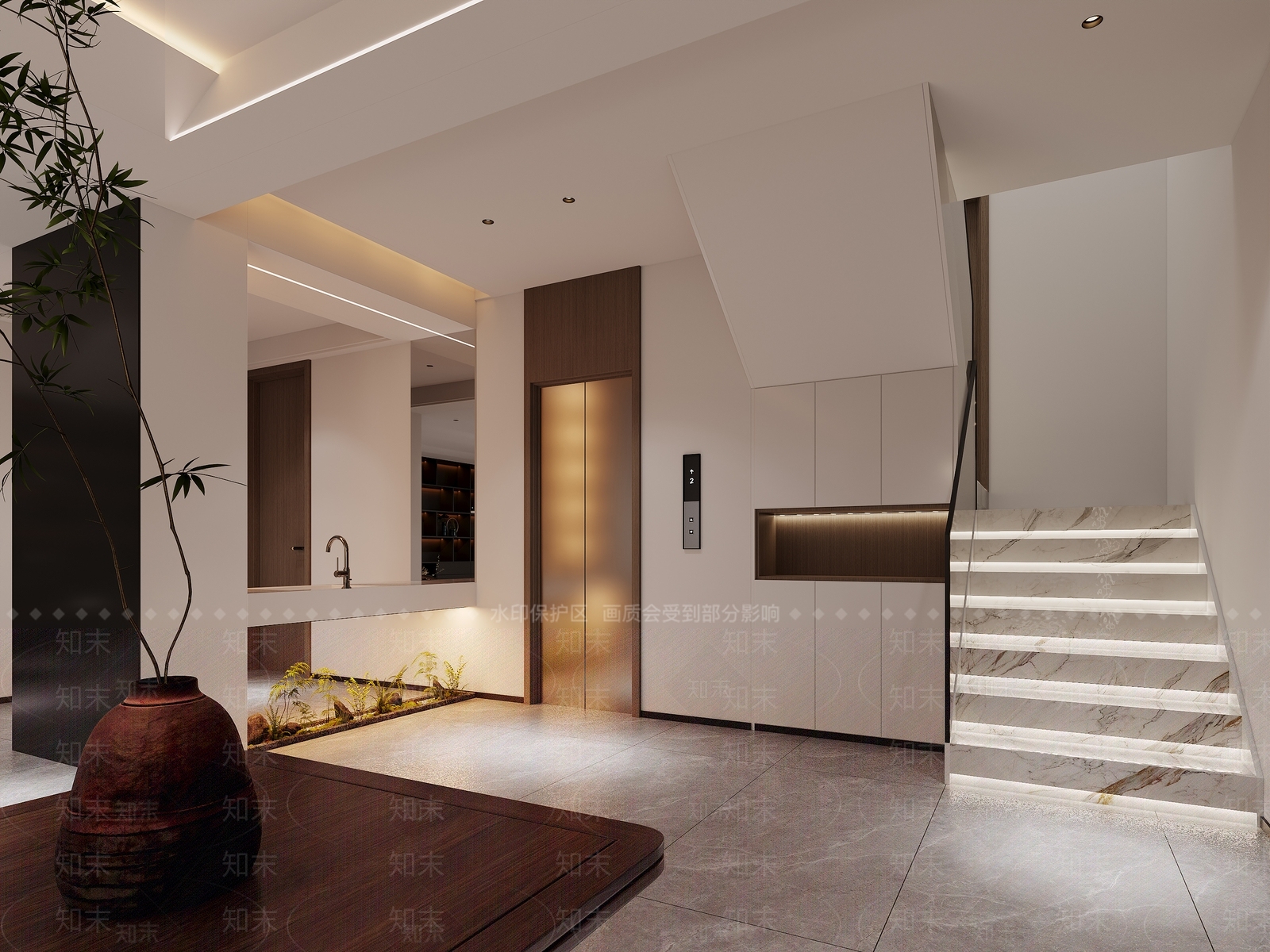 现代楼梯间3D模型下载【ID:1150653985】