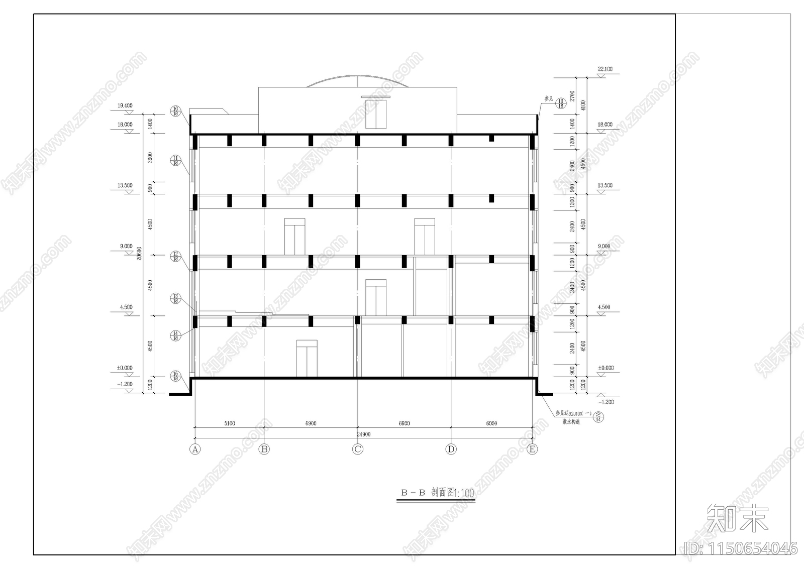 某学校图书馆建筑图cad施工图下载【ID:1150654046】