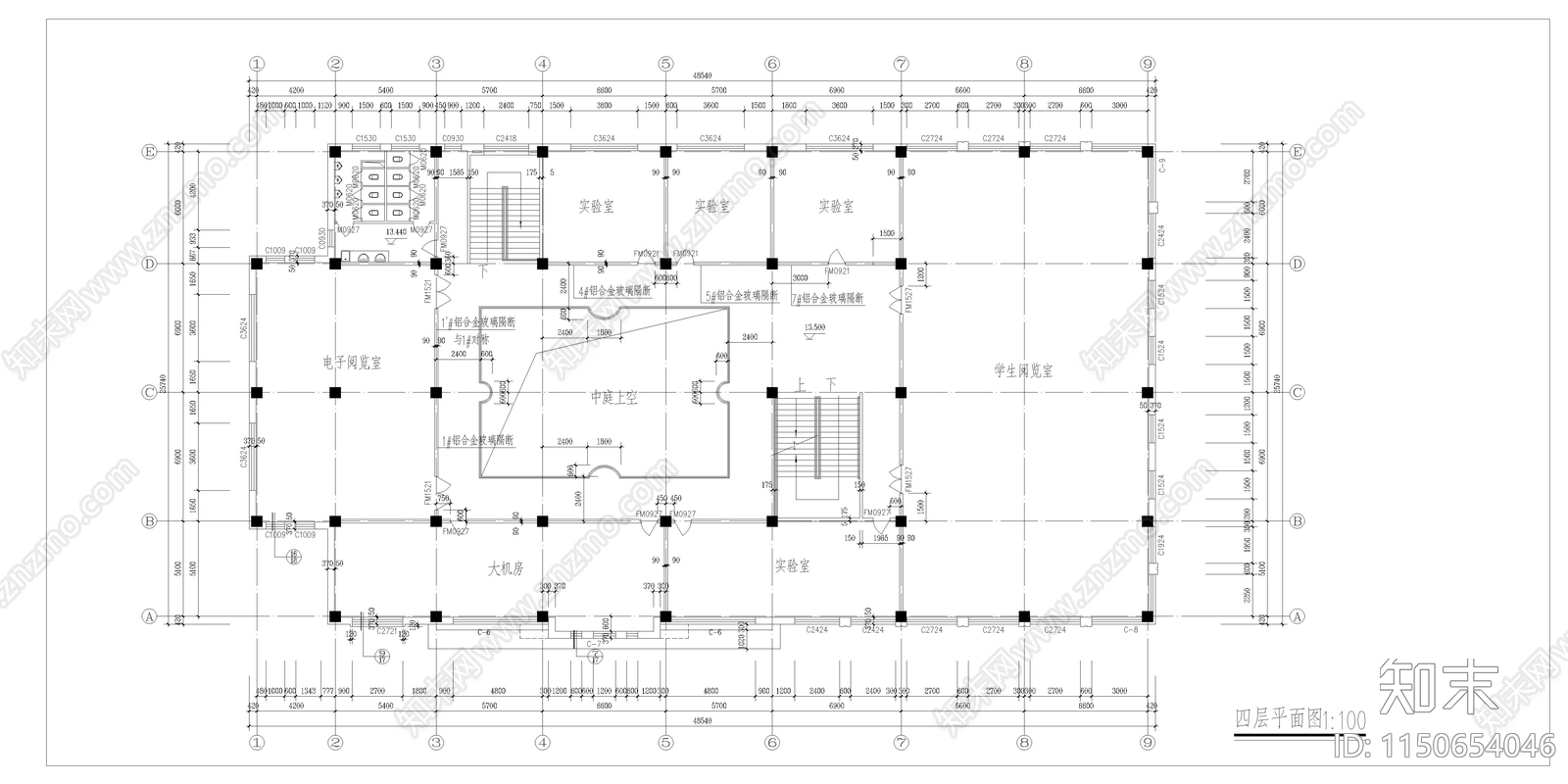 某学校图书馆建筑图cad施工图下载【ID:1150654046】