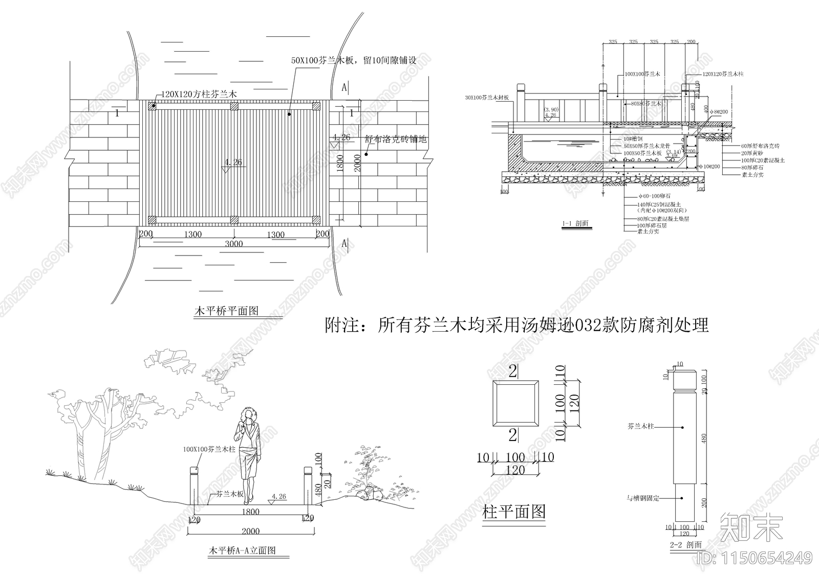 木平桥节点大样图cad施工图下载【ID:1150654249】