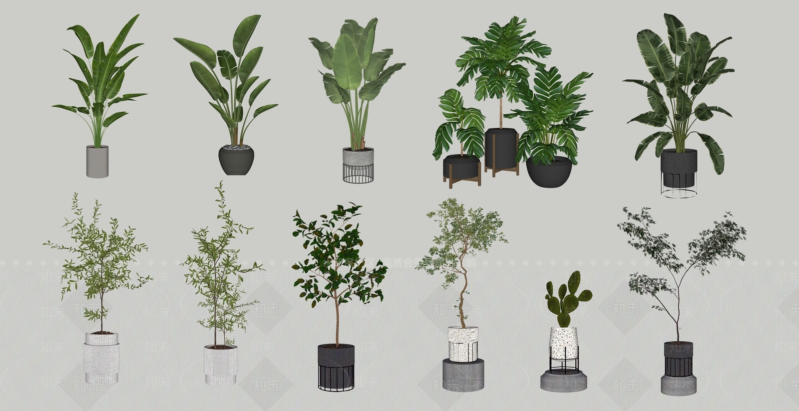 绿植盆栽SU模型下载【ID:1150655130】