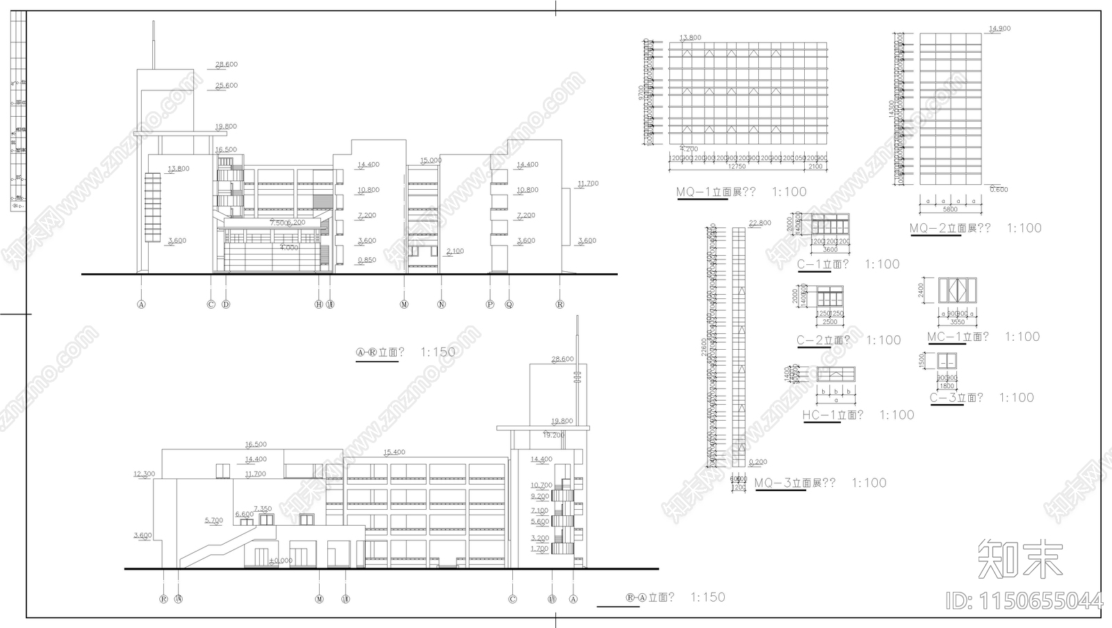 某学校综合楼施工图cad施工图下载【ID:1150655044】