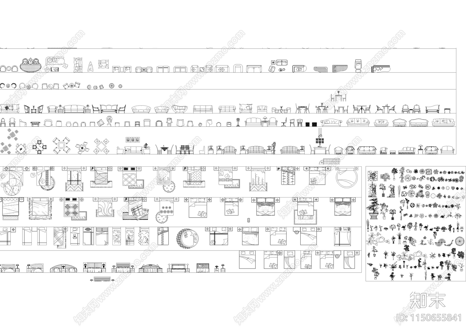 平面家具图库施工图下载【ID:1150655841】