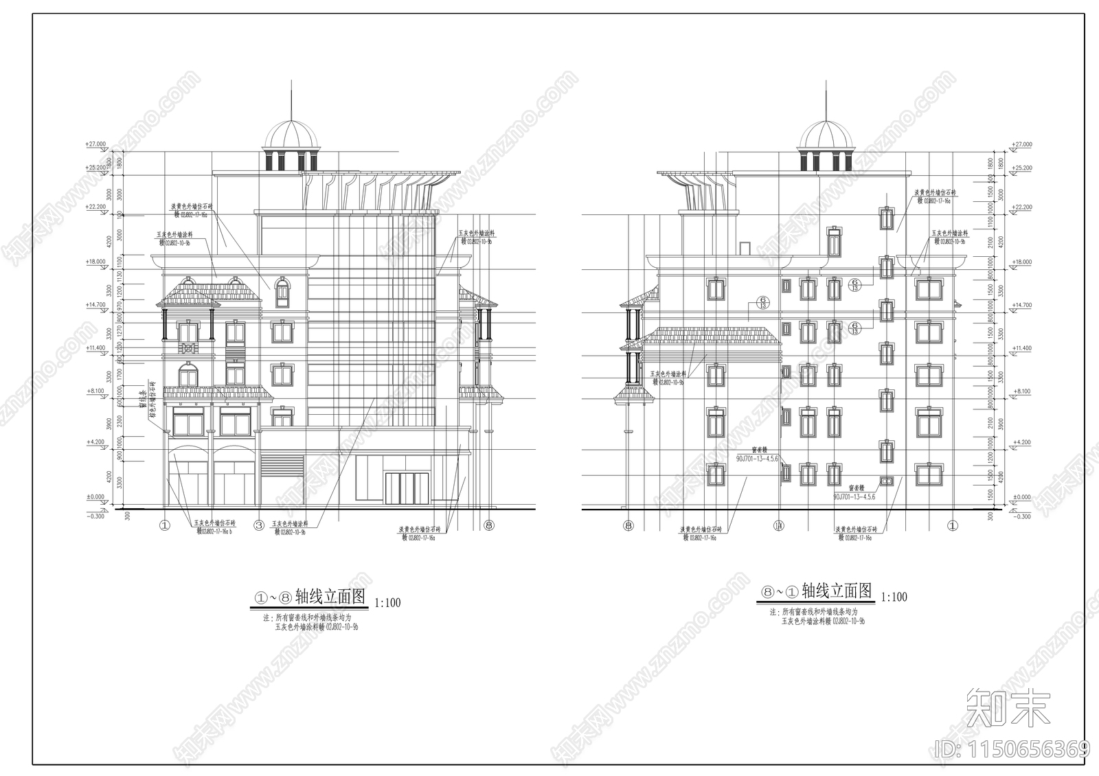 滨江新区新桥村小区会所建施cad施工图下载【ID:1150656369】