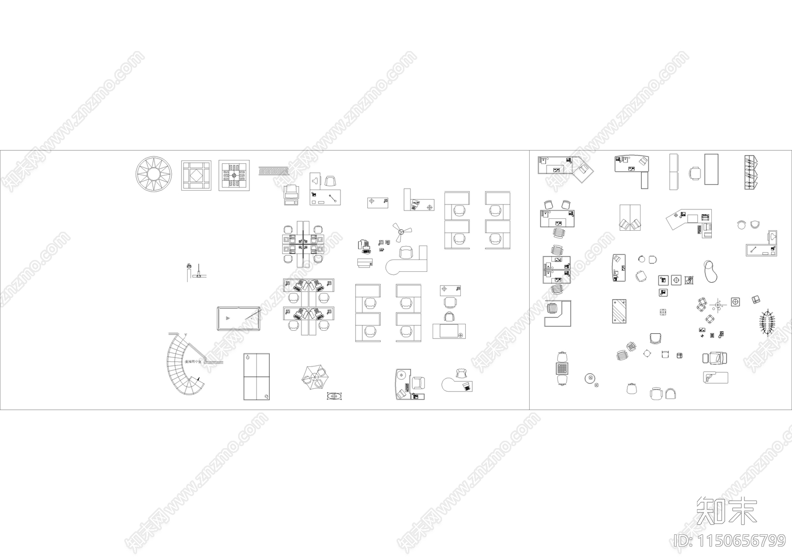 室内综合平面图库施工图下载【ID:1150656799】