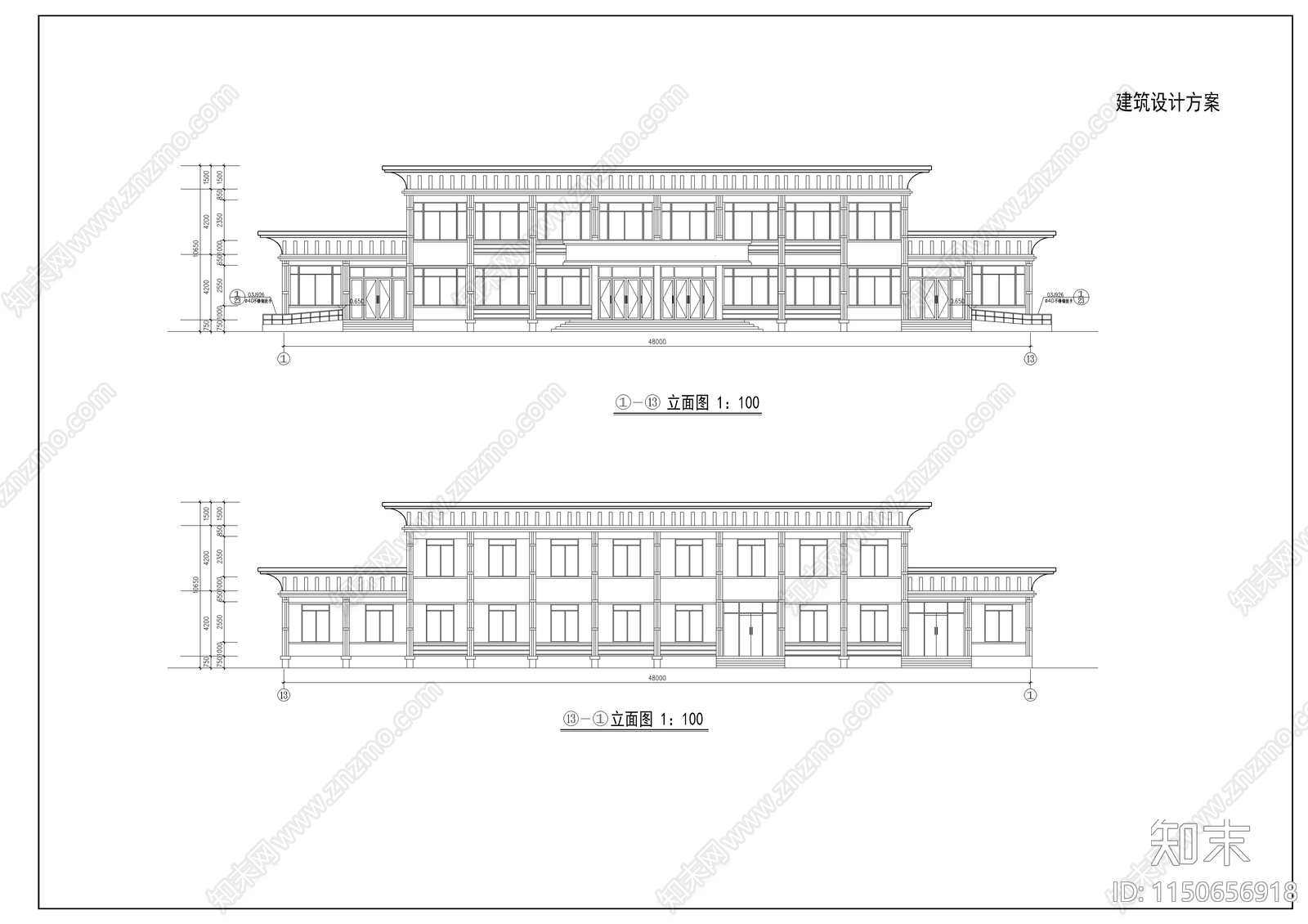餐厅建筑设计方案图cad施工图下载【ID:1150656918】