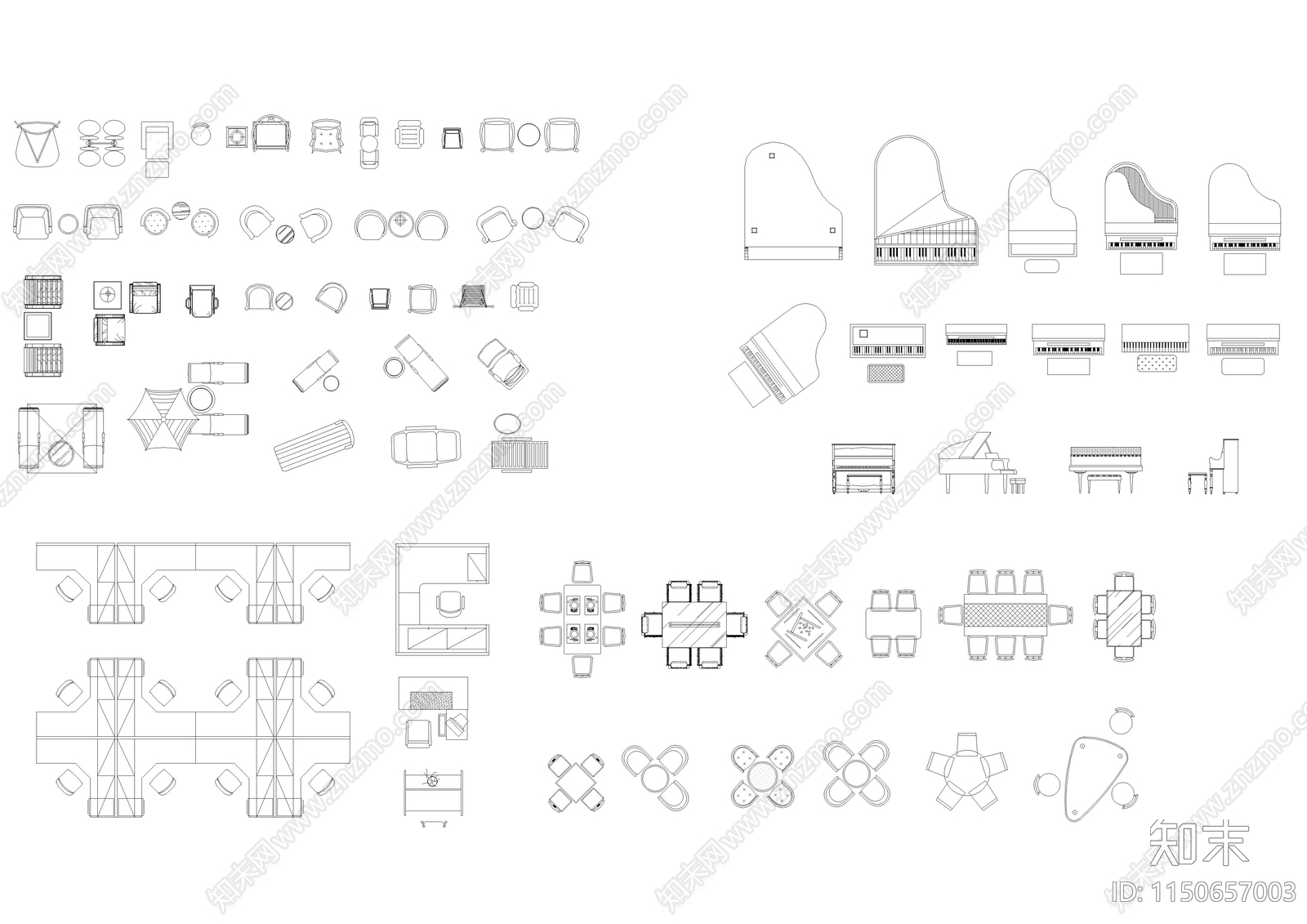 室内综合平面家具图库施工图下载【ID:1150657003】