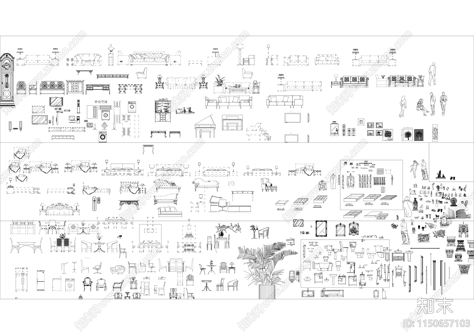 室内综合平面立面图块施工图下载【ID:1150657103】