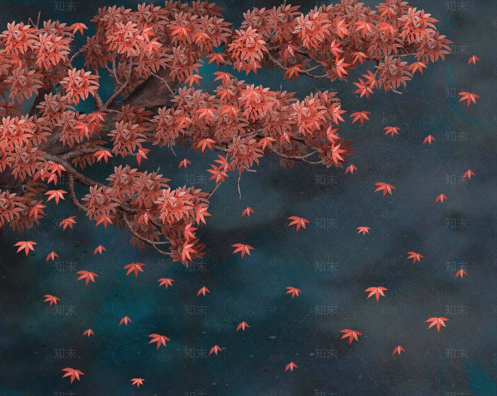 枫叶印花壁纸贴图下载【ID:1150659498】