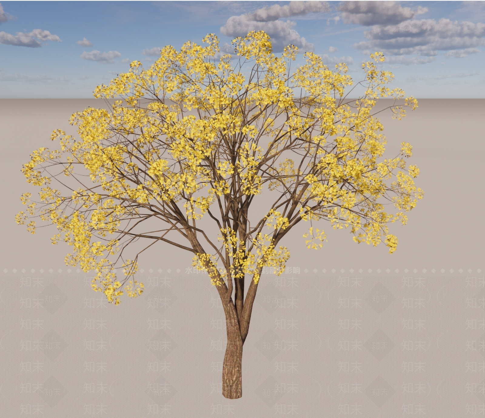 盛开的黄花风铃木SU模型下载【ID:1150659805】