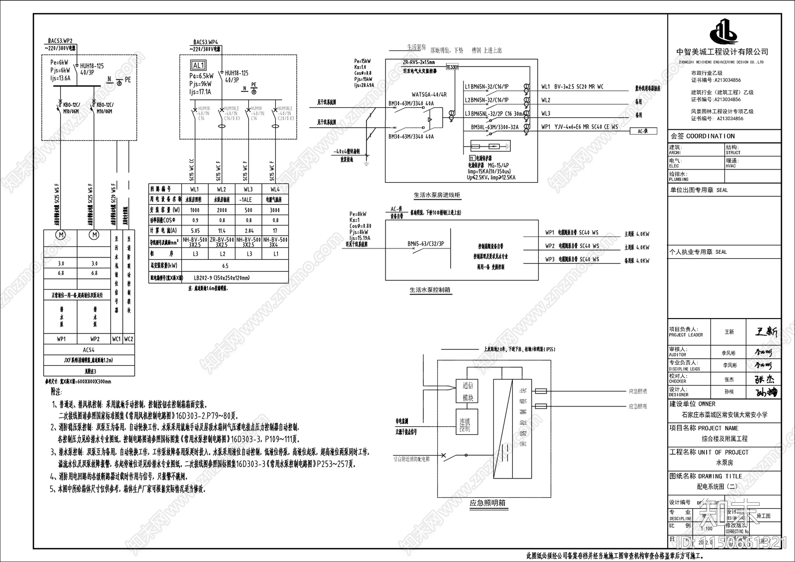 15套消防水池及泵房图纸整套施工图大样图建筑结构图给排水电气图施工图下载【ID:1150661321】