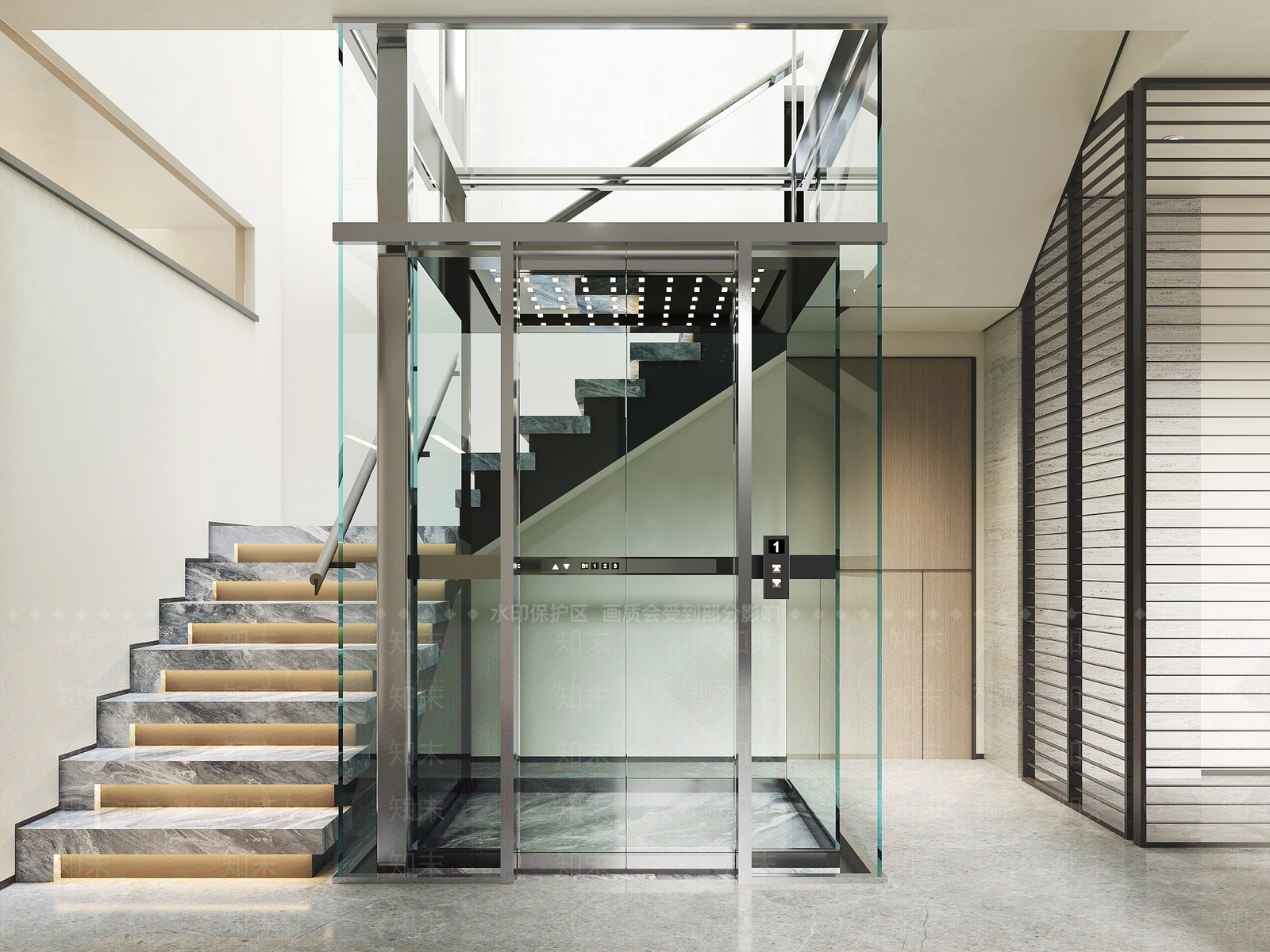 现代观光电梯3D模型下载【ID:1150662910】