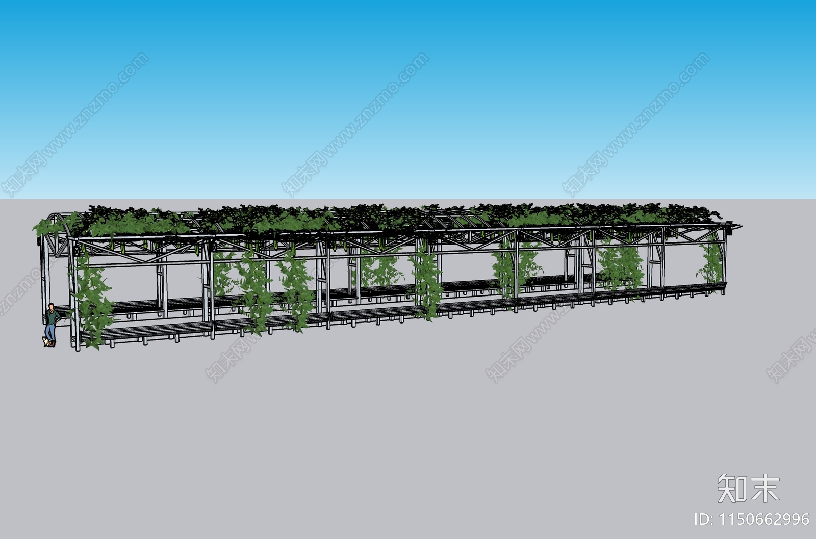 现代乡村稻田乘凉瓜棚SU模型下载【ID:1150662996】