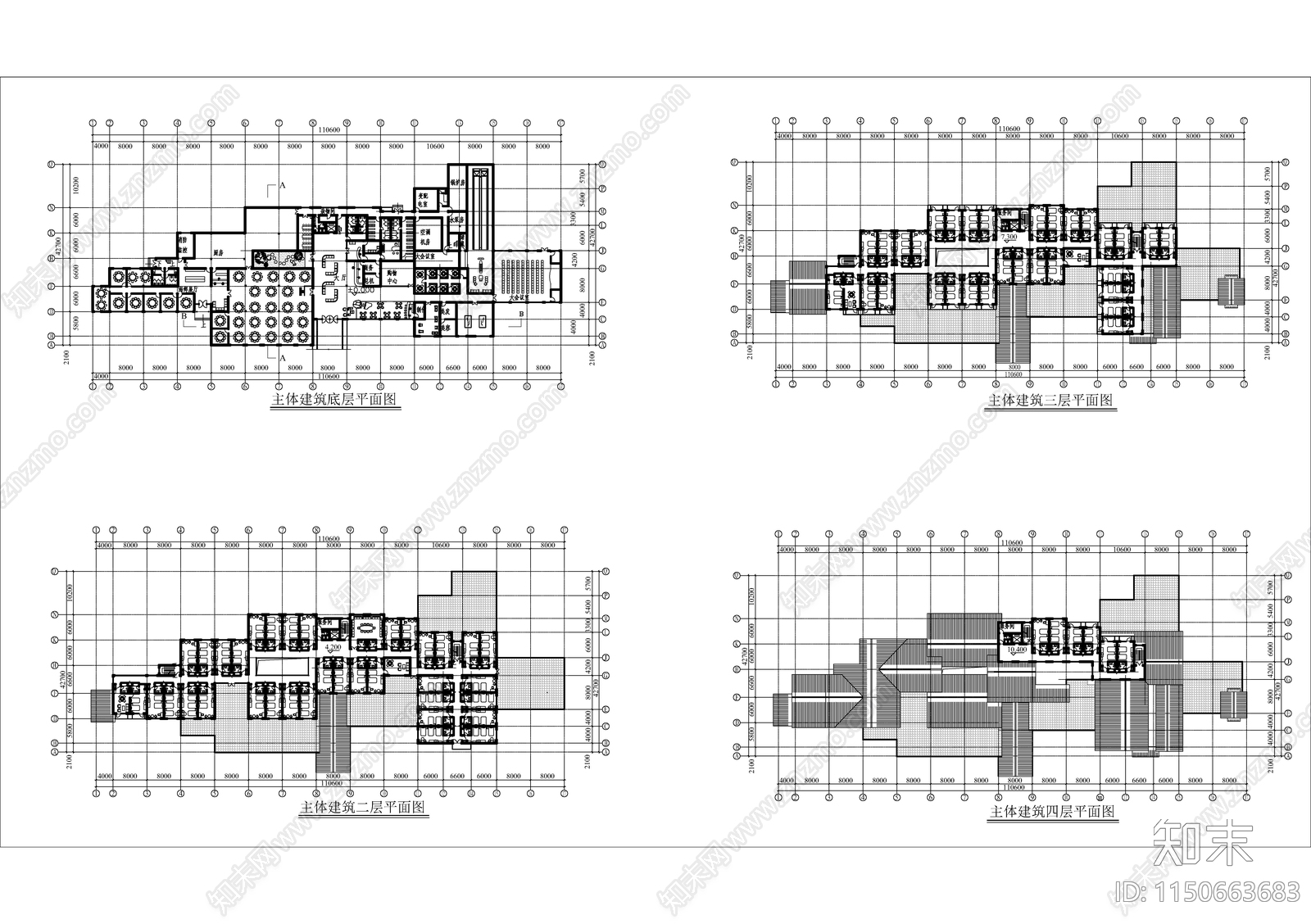 某仿古风格招待所建筑平面图施工图下载【ID:1150663683】