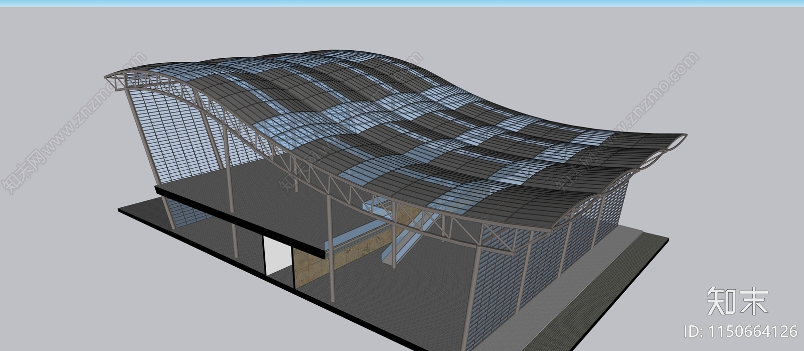 现代航站楼SU模型下载【ID:1150664126】