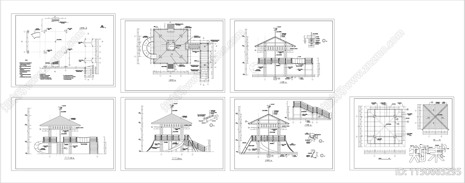 木构巢屋娱乐架建施图cad施工图下载【ID:1150665295】